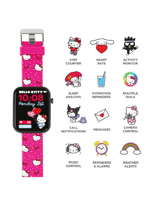 Hello Kitty Kinder-Digitaluhr mit Kautschuk/Plastikarmband Fuchsie