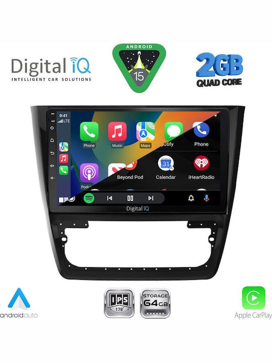 Digital IQ Car Audio System for Skoda Yeti 2014-2017 (Bluetooth/USB/WiFi/GPS/Apple-Carplay/Android-Auto) with Touch Screen 10"