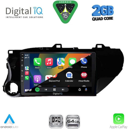 Digital IQ Car Audio System for Toyota Hilux 2017 (Bluetooth/USB/WiFi/GPS/Apple-Carplay/Android-Auto) with Touch Screen 10"