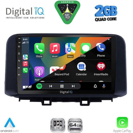 Digital IQ Ηχοσύστημα Αυτοκινήτου για Hyundai Kona 2017-2023 (Bluetooth/USB/WiFi/GPS/Apple-Carplay/Android-Auto) με Οθόνη Αφής 10"