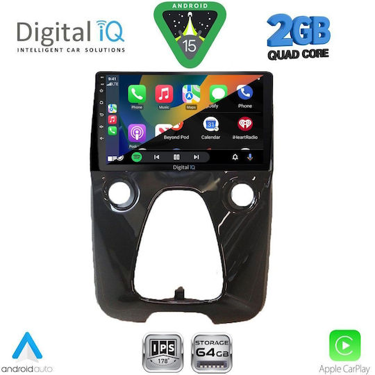 Digital IQ Car Audio System for Toyota Aygo 2014-2022 with A/C (Bluetooth/USB/WiFi/GPS/Apple-Carplay/Android-Auto) with Touch Screen 10"