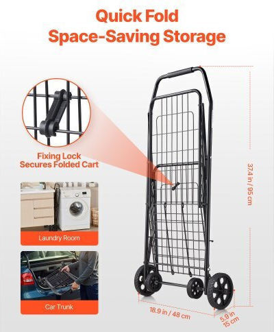 Shopping Trolley Black 95x15x48cm