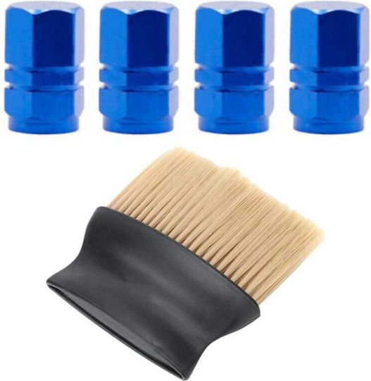 Set 4 Capace Hexagonale Mercaton Supape Auto Aluminiu 1.8 Cm Albastre Softtouch Perii Nylon Mâner Ergonomic