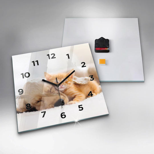 Tulup Silent Wall Clock Glass Yellow 30x30cm