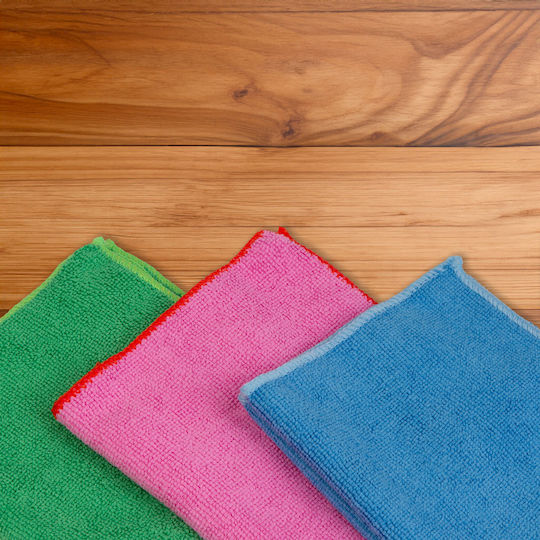 MNC Lavete Din Microfibră De Curățenie Pentru Windows Mașină Albastru 30x30cm 3 Bucăți