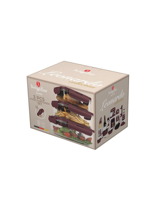 Berlinger Haus Lunchbox Glas Burgundy 3Stück