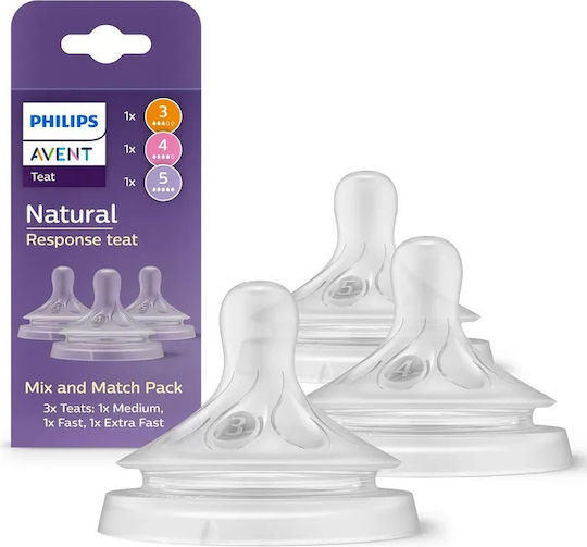 Philips Natural Response Θηλές από Σιλικόνη Κανονικής Ροής 3τμχ