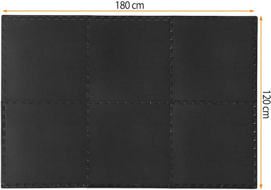 NEO Sport Podele Puzzle de Gimnastică Negre 180x120cm 6buc
