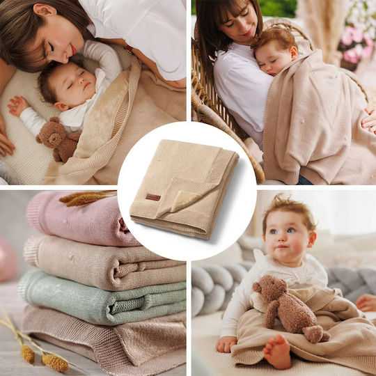 Babyono Κουβέρτα Αγκαλιάς & Λίκνου Βαμβακερή Μπεζ 75x100εκ.