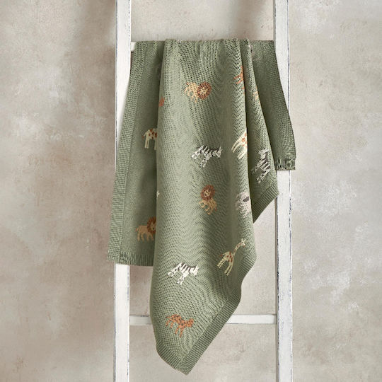Mamas & Papas Blanket Nursery Swaddling Blankets Knitted Green 70x90cm