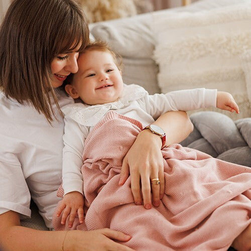 Babyono Одеяло Детски пелени за пелени 100% памук Розов 75x100см.