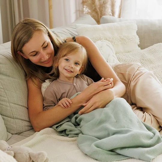 Babyono Одеяло Детски пелени за пелени 100% памук Зелено 75x100см.
