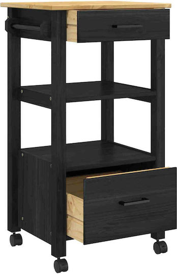 vidaXL vidaXL Küchenwagen Hölzernes 3 Ebenen Schwarz 48x40x88,5cm