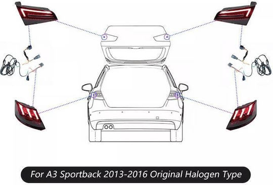 Taillights Set Audi A3 8v 2013-2019 Sportback Led Bar Red Smoked