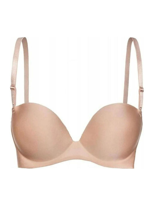 Fără bretele Balconette Bej Sutien Push Up