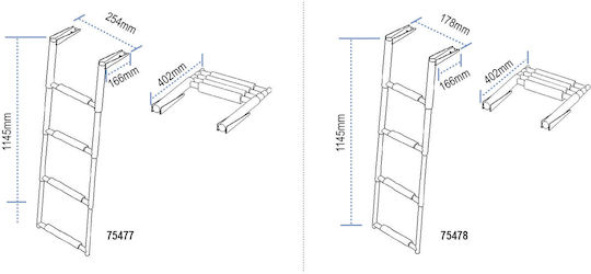 Folding Ladder 4 Steps Inox 316 Central Width 254mm