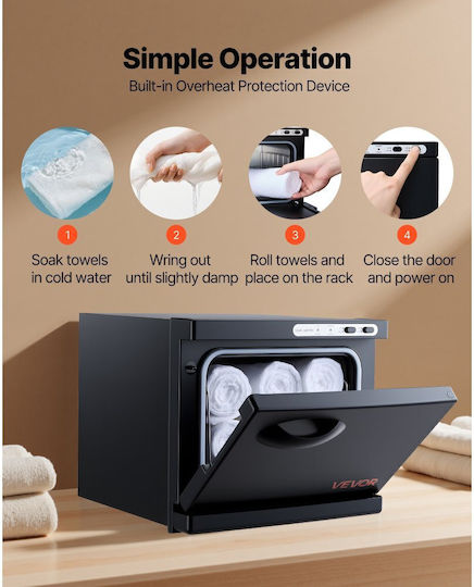 Hot Towel Warmer Vevor Small Towel Warmer Cabinet 8l Clip & Stainless Steel Rack Holds Up to 12 Towels Portable Heating Cabinet Spa Barber Manicure Massage Salon Black