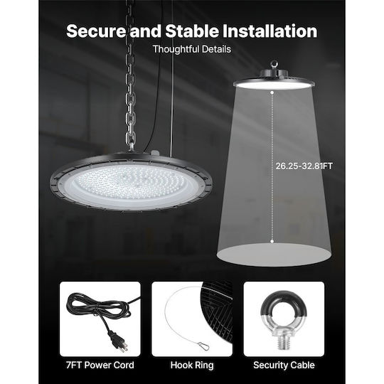 Vevor Commercial Bell Light 200W Cool White 30000lm with Built-in LED Black