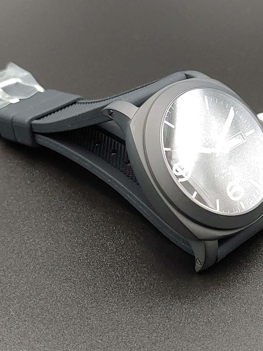 Alpha 1993 Herrenuhr 44mm Automatisch mit Kautschukarmband Μαύρο Ματ