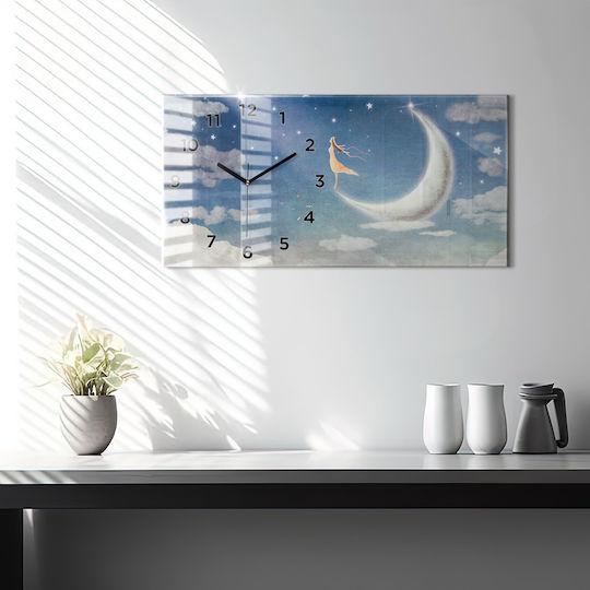 Tulup Ceas De Perete Pentru Copii Lunițe Din Sticlă 60x30cm