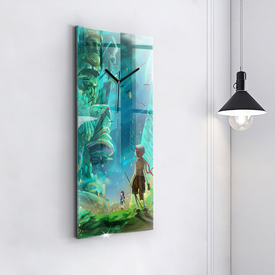 Tulup Детски стенен часовник Деца в гората Стъкло 30x60 см