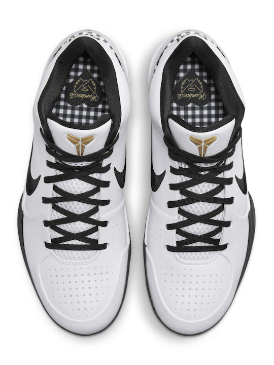 Kobe 4 Protro Pantofi de baschet White / Black / Metallic Gold / Bright Emerald