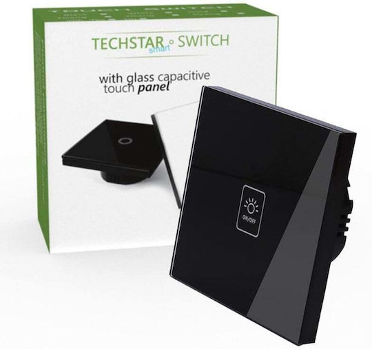 Techstar Tg02 Touch Switch Tempered Glass Modern Design Led Lighting Single Phase Black