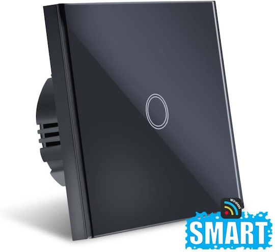 Techstar Smart Touch Switch Wireless 2.4ghz Tempered Glass Modern Design Led Lighting Single Phase Black