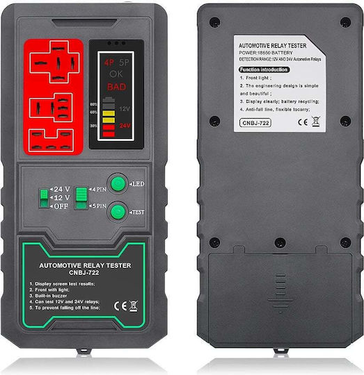 Techstar Cnbj-722 Tester Detector Wireless Releu Auto 12v/24v Compatibil cu Relee 4 5 Pini Afișaj Digital Led Integrat