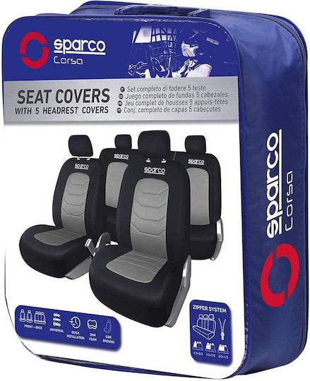 Sparco Car Cover Set 9pcs Polyester Black / Gray