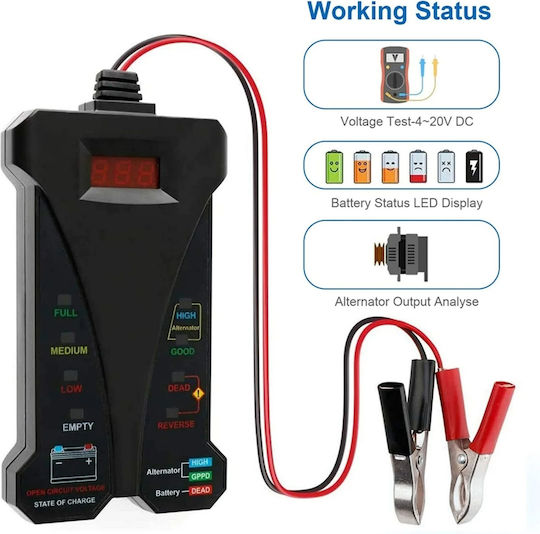 Digitaler Batterietester 12V Auto Batterien Techstar Voltmeter Lichtmaschinen-Ladesystem-Analyzer