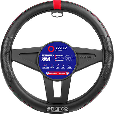 Sparco Κάλυμμα Τιμονιού Αυτοκινήτου από Δερματίνη Μαύρο με Μαύρη Ραφή