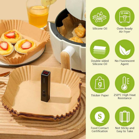 Hârtie De Copt Antiaderentă Pentru Air Fryer 20x20cm 200 Bucăți