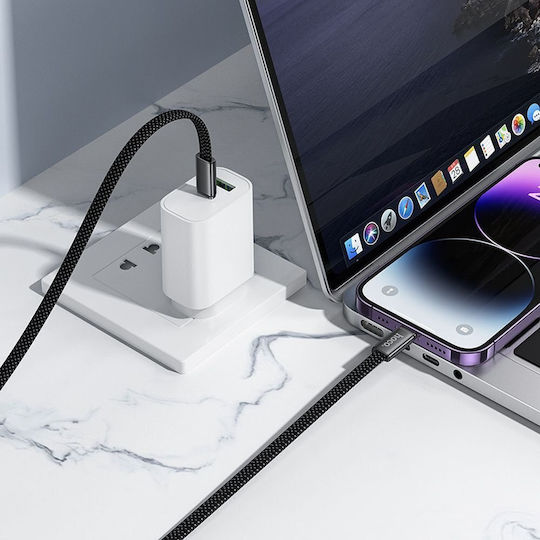 Hoco Равен USB 2.0 Кабел USB-C мъжки - USB-C мъжки 60W Черен 1м
