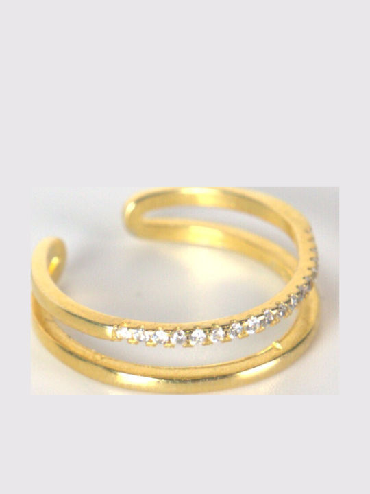 Ring with Zircon made of Silver Gold Plated