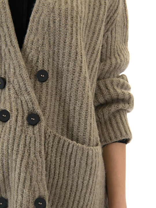 Women's Knitted Cardigan with Buttons Beige