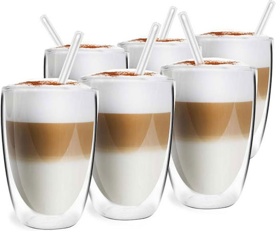 Vialli Design Amo Set Brillen Kaffee/Freddo / Wasser / Cocktail/Trinken aus Glas 350ml 6 Stück