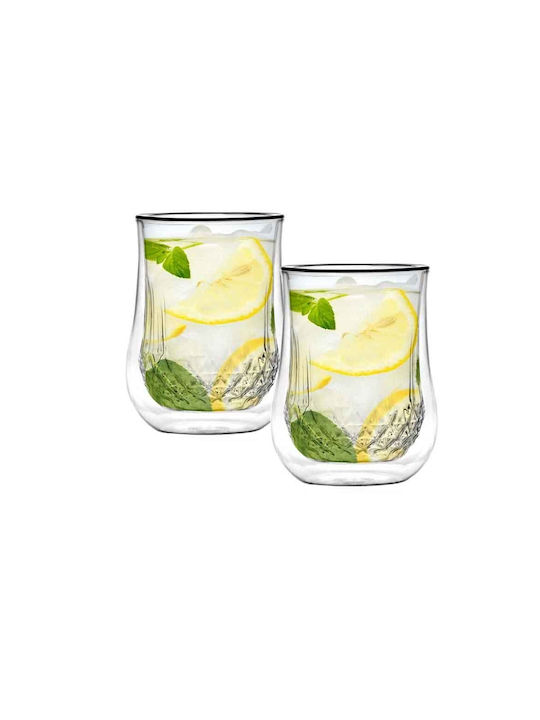 Vialli Design Diamante Σετ Ποτήρια Νερού / Καφέ/Freddo από Γυαλί 300ml 2τμχ