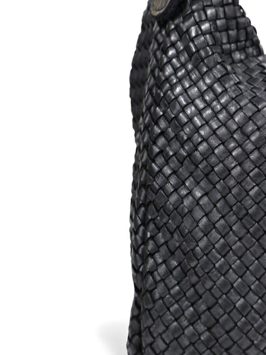 Leder Damentasche Schultertasche Schwarz