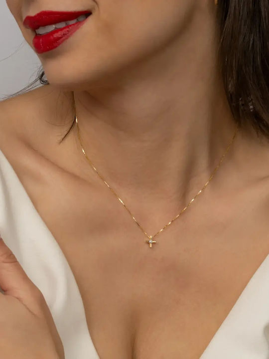 Дамски Златен Кръст 18K с Верижка