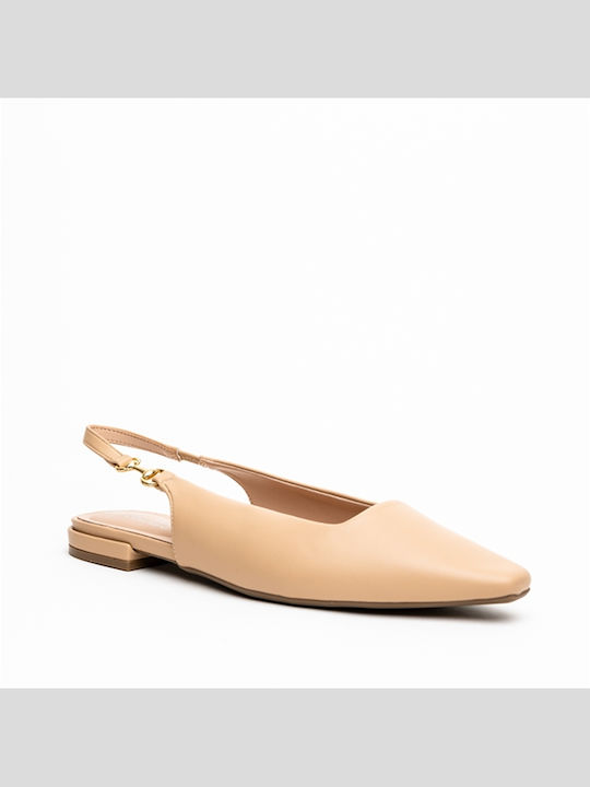 Γυναικείες Μπαλαρίνες Slingback με Λουράκι σε Μπεζ Χρώμα