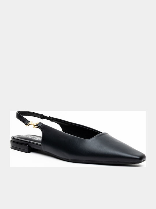 Γυναικείες Μπαλαρίνες Slingback με Λουράκι σε Μαύρο Χρώμα