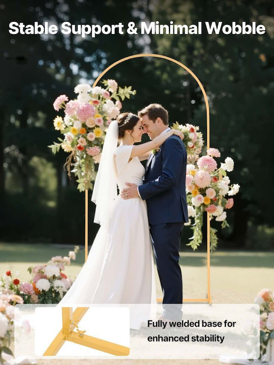 Vevor Arch Base 2 X 1 M Fixed Structure Easy Assembly 1 Piece Gold Metal Arch Base Wedding Party Birthday Graduation Celebration Ceremony Decoration