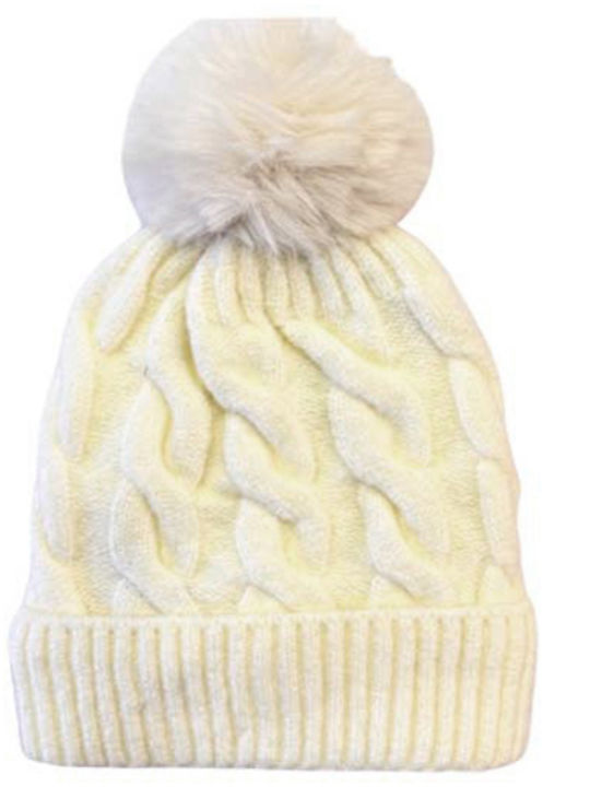 Frauen Set mit Beanie Gestrickt in Braun Farbe