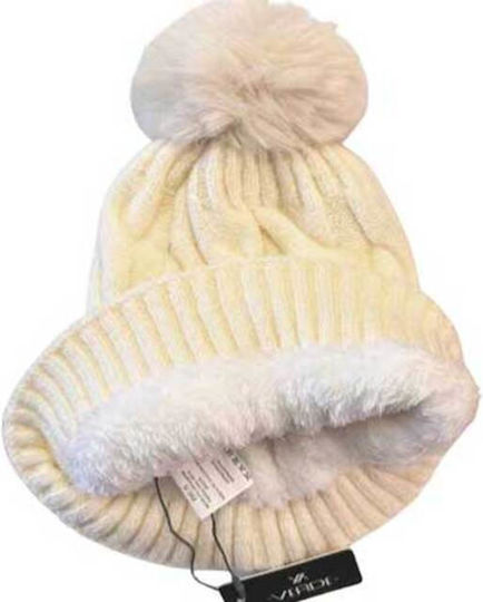 Frauen Set mit Beanie Gestrickt in Braun Farbe