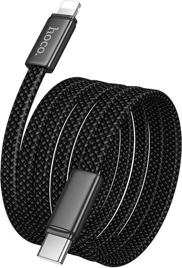 Hoco Flat la Cablu Lightning 30W Negru 1m