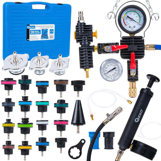 Professional Radiator Cooling System Tester Kit 28 Pieces Geko G02678