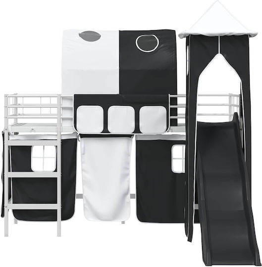 Kids Bed Loft Single White for Mattress 90x190cm
