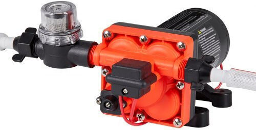 Water Pump Vevor RV 12V DC 6 GPM 22.7 L Min Diaphragm Self-Priming 4-Chamber Automatic Pressure Switch Maximum Pressure 70 PSI Custom RV Caravan Marine Yacht Car Wash