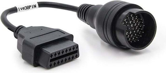 Techstar Adapter Kabel Nachrüstbar Kompatibel Mit Iveco Nutzfahrzeugen 38 Pin Zu OBD 2 16 Pin